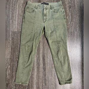 Express Olive Green Ankle Legging High Rise Jeans Size 6